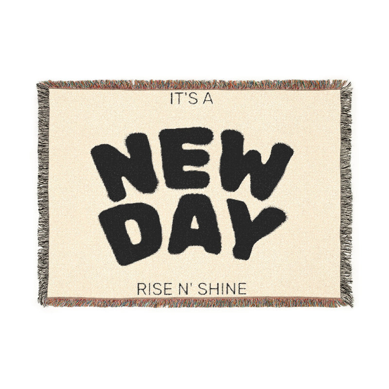 New Day Woven Blanket – Inspirational 'It's a New Day, Rise n' Shine' Throw