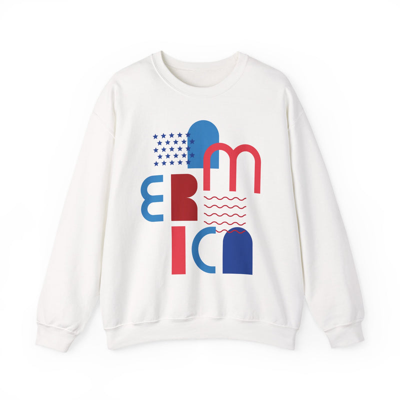 America Graphic Crewneck Sweatshirt — Modern Red & Blue USA Design