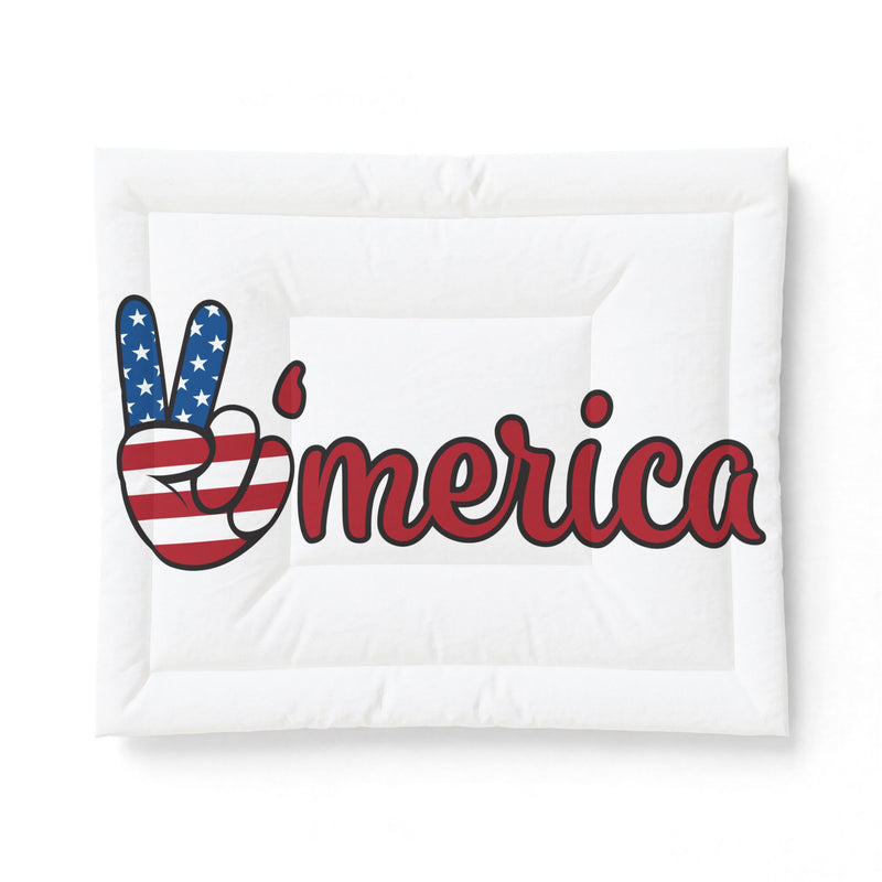 ’Merica Flag Peace Sign Comforter — Patriotic Cotton Bedspread for 4th of July