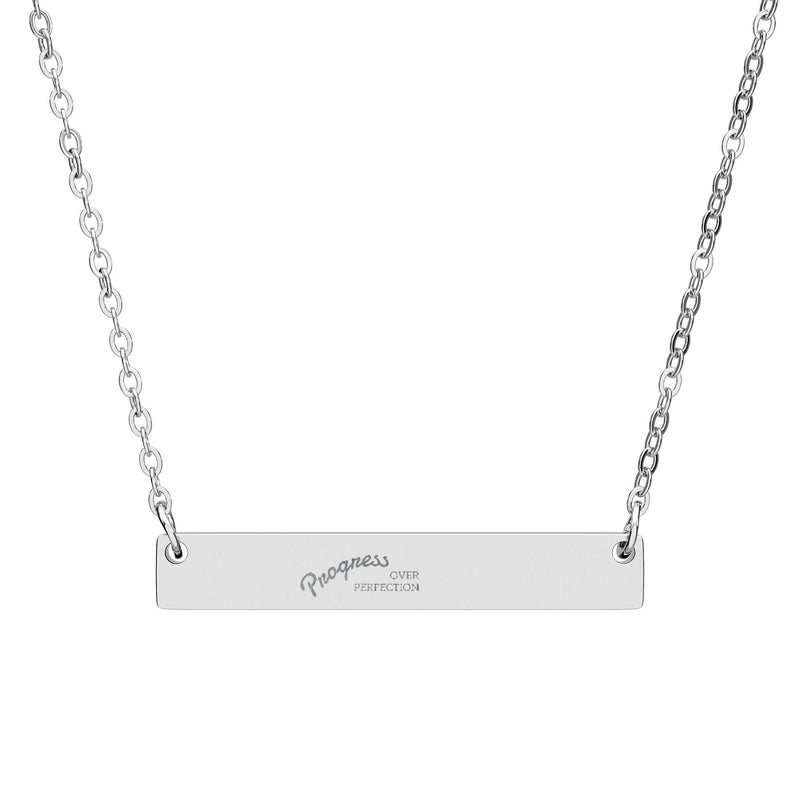 Engravable Horizontal Bar Necklace — Personalized Name Plate Pendant