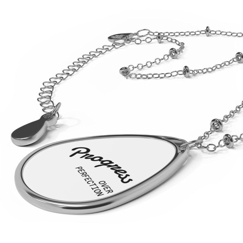 Progress Over Perfection Oval Necklace