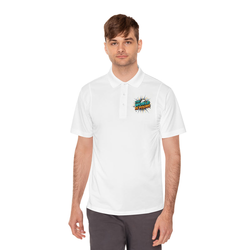 Men's Sport Polo — Retro "No Regrets, Just Stokes" Surf Graphic
