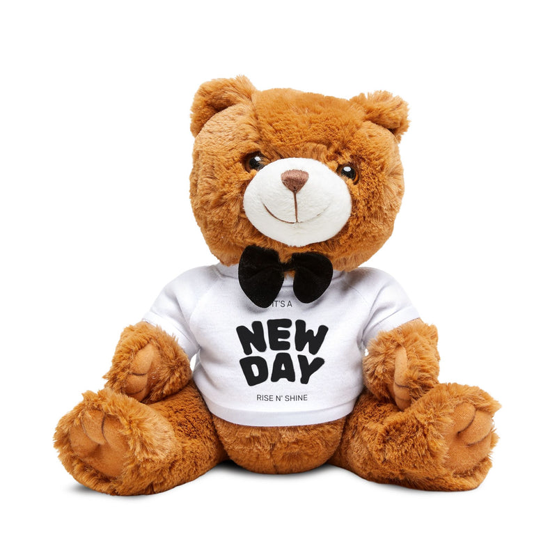 New Day Teddy Bear Plush with Bow Tie & T-Shirt — Cute Valentine Gift