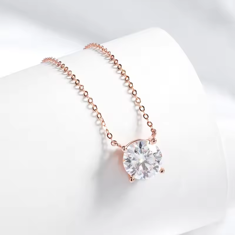 1-5CT Rose Gold Color Moissanite Necklace for Women D Color Sparkling Classic Lab Diamon Pendant Sterling Silver 925 100%