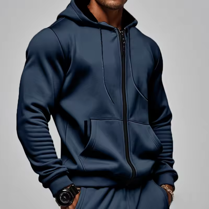 Men's Comfortable Fleece Hooded Sweatshirt Zipper Sports Shirt Long Sleeved Sweatshirt Autumn and Winter Season